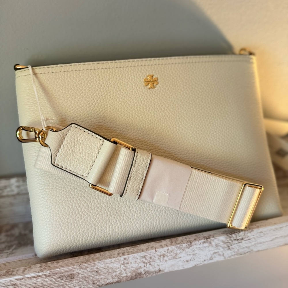 Tory Burch Blake Swingpack Leather Crossbody Shoulder Bag In ivory